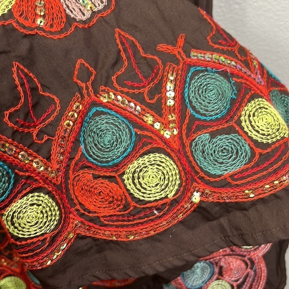 Skirt Embroidered Sequin Retro Boho Planet Funk - Picture 4 of 8